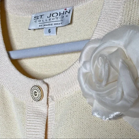 ST. JOHN by Marie Grey Santana Knit VINTAGE matching outfit sz 6! Skirt & button - Picture 6 of 11